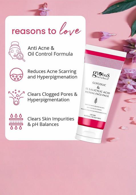 Globus Naturals Glycolic Salicylic Acid Skin Care Combo For Normal Oily