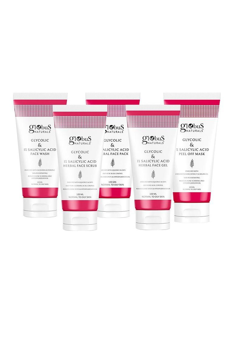 Globus Naturals Glycolic Salicylic Acid Skin Care Combo For Normal Oily