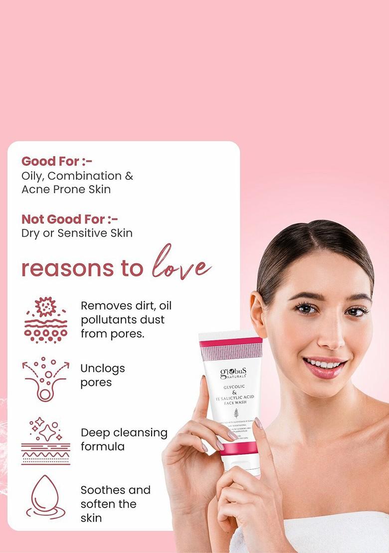 Globus Naturals Glycolic Salicylic Acid Skin Care Combo For Normal Oily