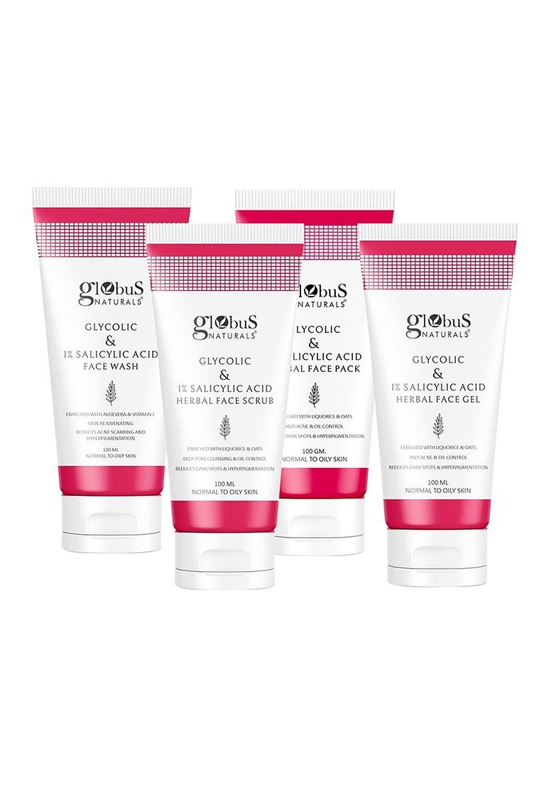 Globus Naturals Glycolic Salicylic Acid Skin Care Combo For Normal Oily