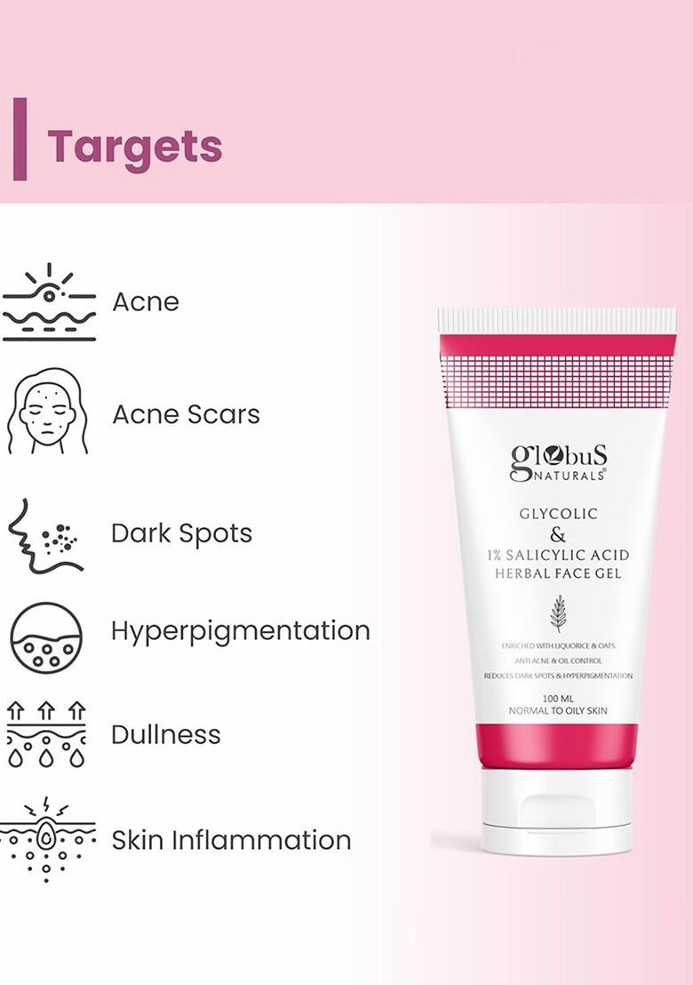 Globus Naturals Glycolic Salicylic Acid Skin Care Combo For Normal Oily