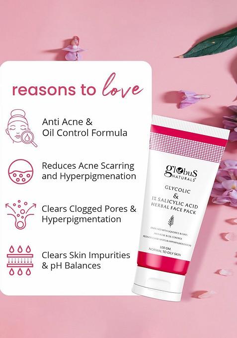 Globus Naturals Glycolic Salicylic Acid Skin Care Combo For Normal Oily