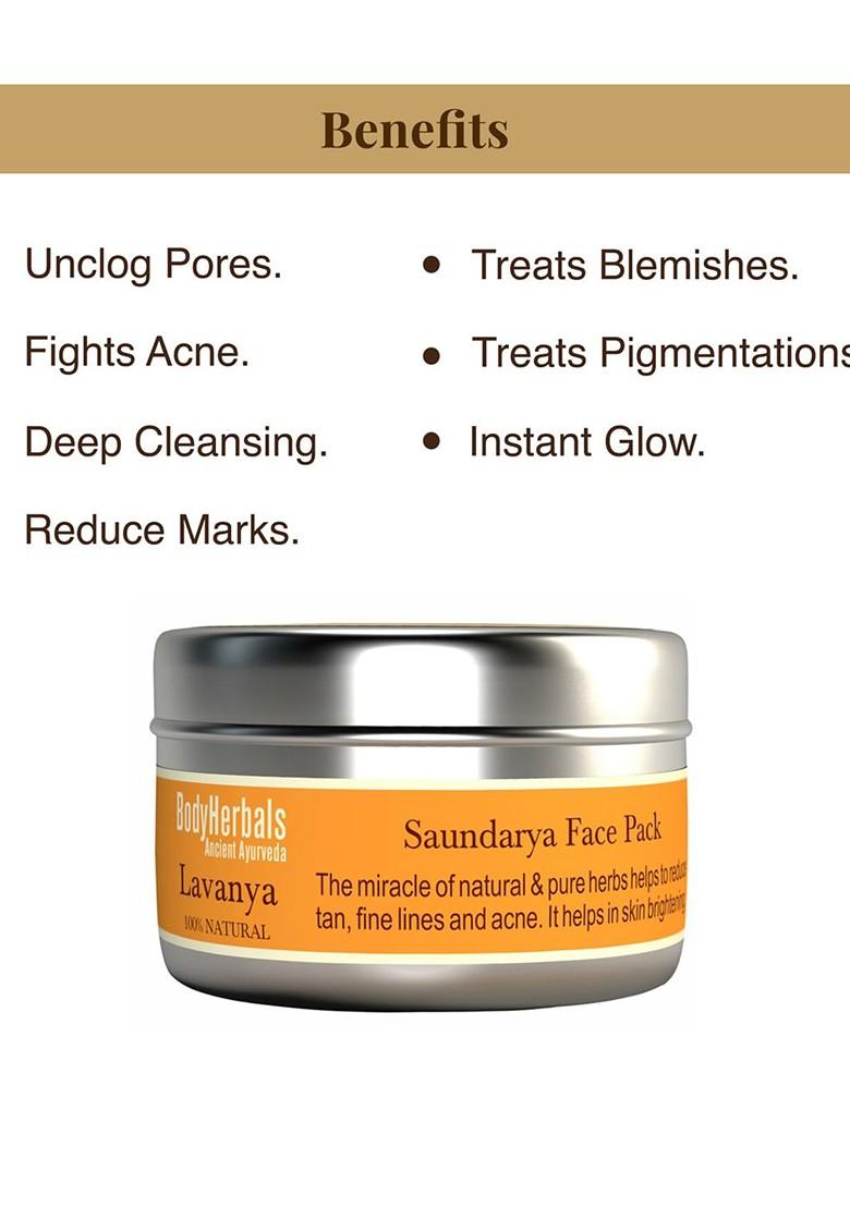 Bodyherbals Lavanya Whitening Depigmentation Tan Removal Face Pack 40G