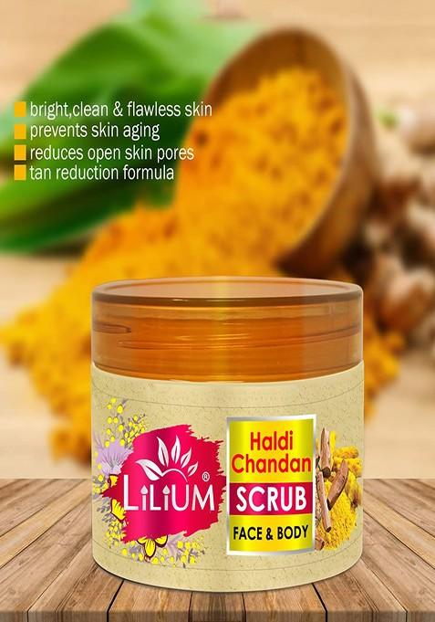 Lilium Haldi Chandan Face Body Scrub With Vitamin E Aloevera 250 G