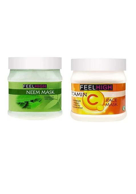 Feelhigh Combo Of Neem Face Mask Vitamin C 500Ml Each