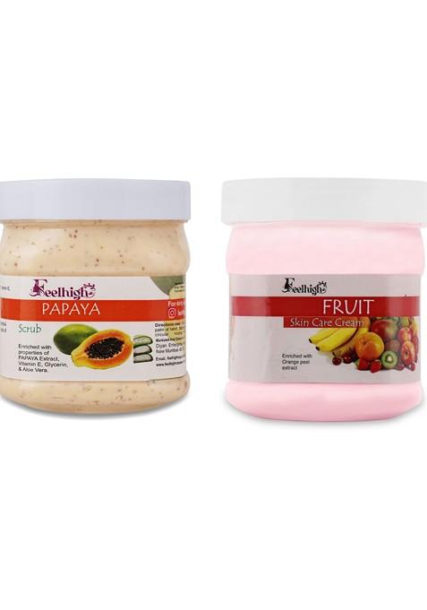 Feelhigh Pack Of 2 Papaya Scrub Fruit Cream 500 Ml Each