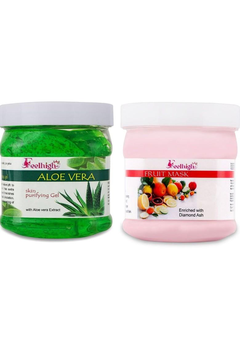 Feelhigh Set Of Aloe Vera Skin Purifying Face Hair Gel Fruit Mask 500 Ml Each