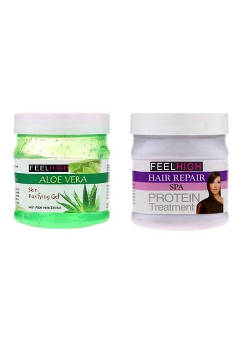 Feelhigh Set Of Aloe Vera Skin Purifying Gel Hair Repair Spa Cream 500 Ml Each