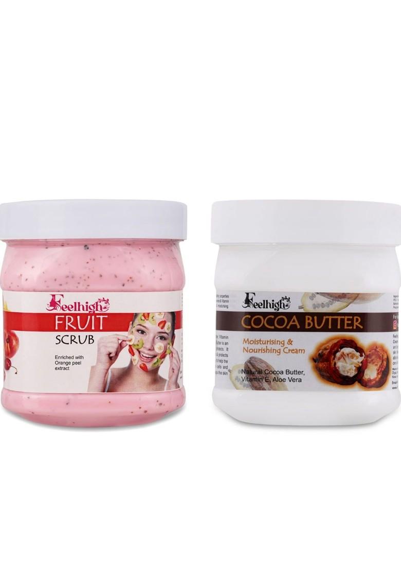 Feelhigh Face Body Mix Fruit Scrub Enriched With Extract Cocoa Butter Cream