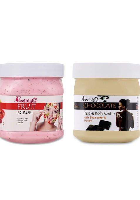 Feelhigh Face Body Mix Fruit Scrub Enriched With Extract Chocolate Cream