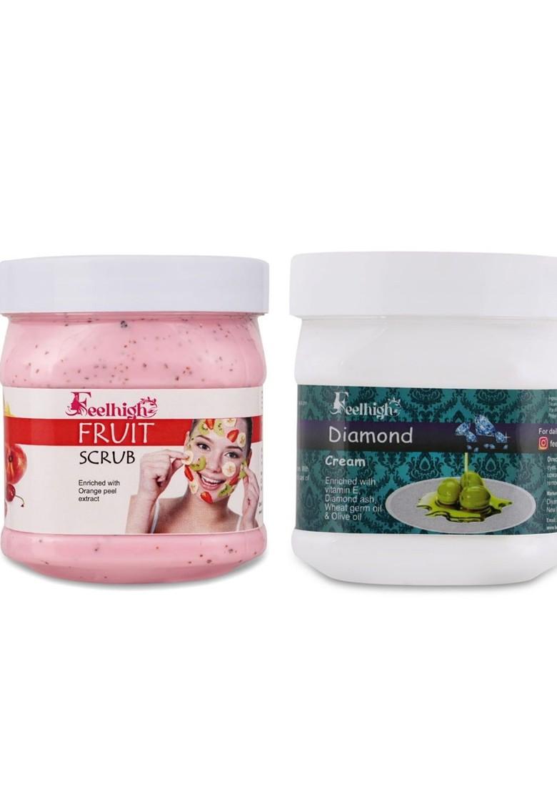 Feelhigh Face Body Mix Fruit Scrub Enriched With Extract Diamond Cream