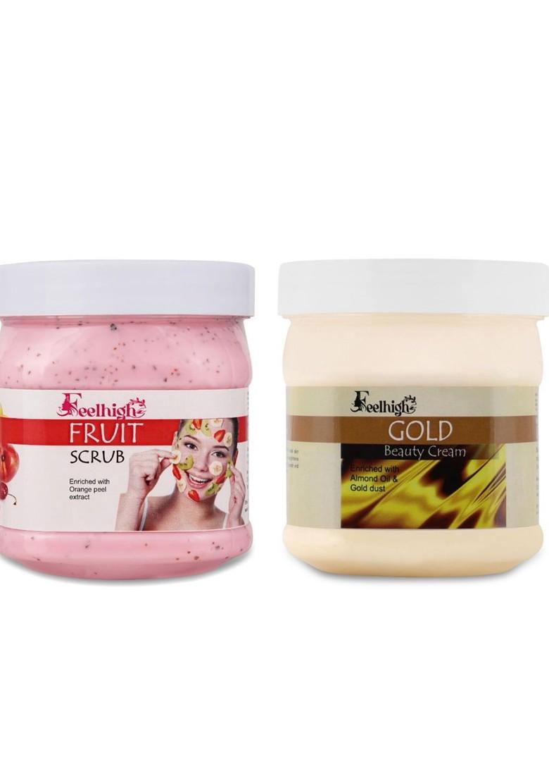 Feelhigh Face Body Mix Fruit Scrub Enriched With Extract Gold Cream