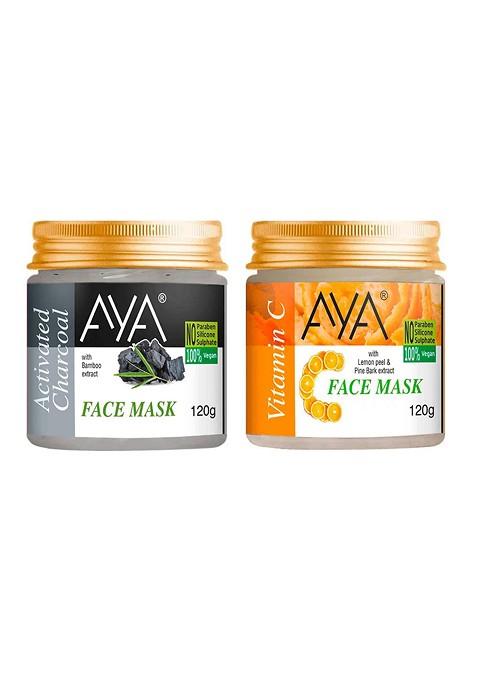 Aya Set Of 2 Activated Charcoal Vitamin C Face Mask 120 G Each