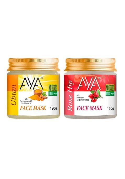 Aya Set Of 2 Rosehip Ubtan Face Mask 120 G Each