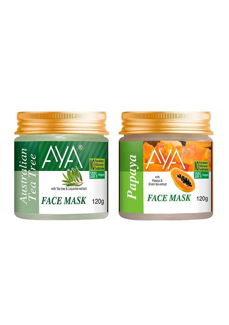 Aya Set Of 2 Papaya Tea Tree Face Mask 120 G Each