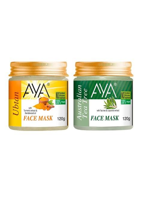 Aya Set Of 2 Australian Tea Tree Ubtan Face Mask 120G Each