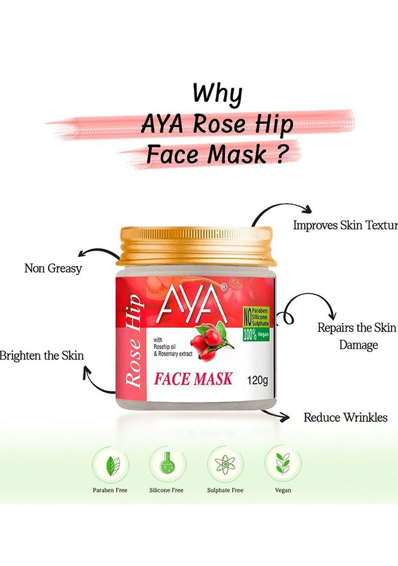 Aya Set Of 2 Paraben Free Face Masks Vitamin C Rose Hip 120G Each