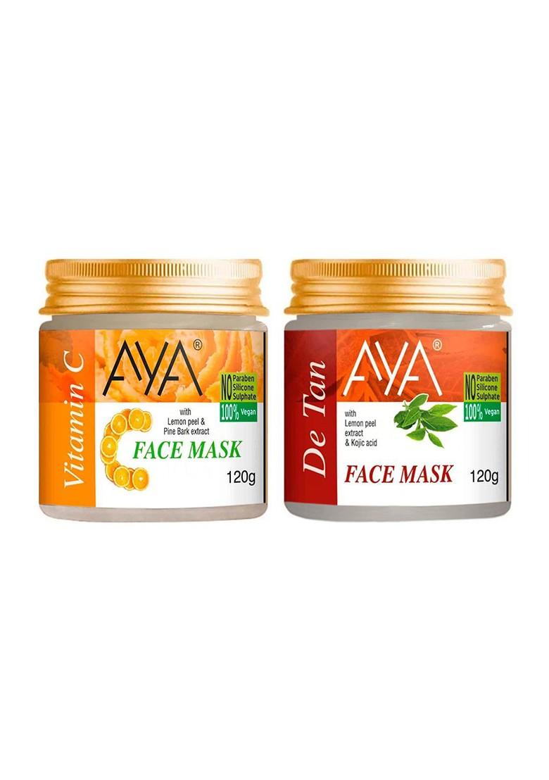 Aya Set Of 2 Paraben Free Face Masks Vitamin C De Tan 120G Each