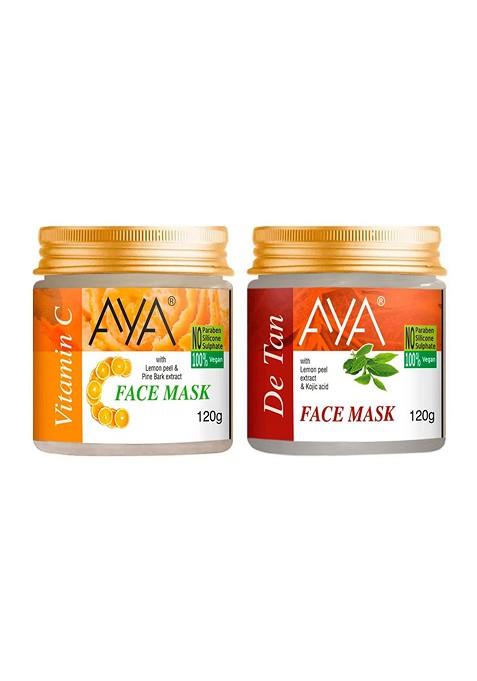 Aya Set Of 2 Paraben Free Face Masks Vitamin C De Tan 120G Each