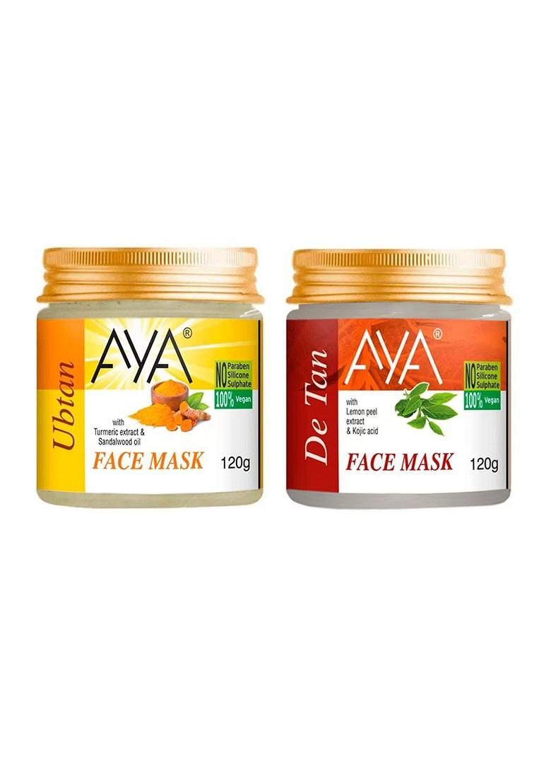 Aya Set Of 2 Paraben Free Face Masks Ubtan De Tan 120G Each