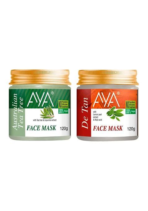 Aya Set Of 2 Face Masks Australian Tea Tree De Tan 120G Each