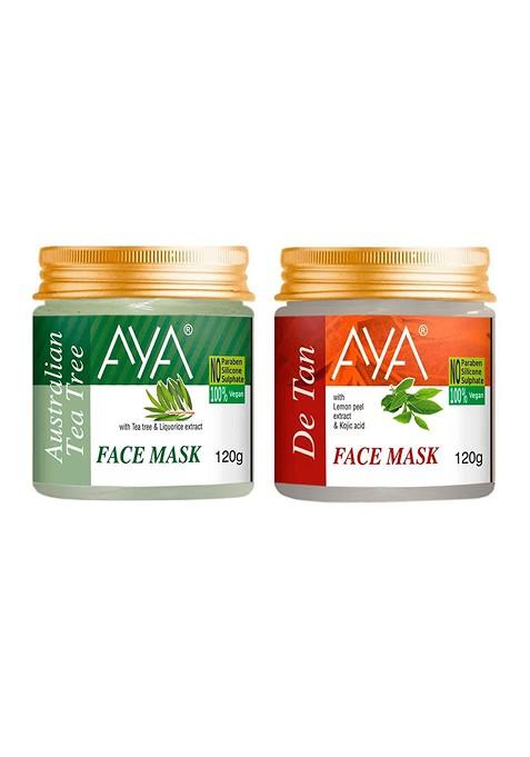 Aya Set Of 2 Face Masks Australian Tea Tree De Tan 120G Each