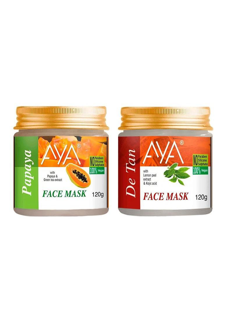Aya Set Of 2 Paraben Free Face Masks De Tan Papaya 120G Each