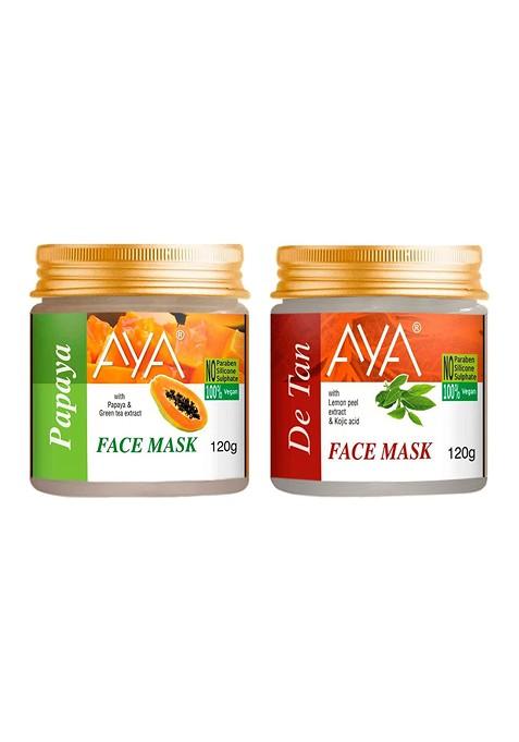 Aya Set Of 2 Paraben Free Face Masks De Tan Papaya 120G Each