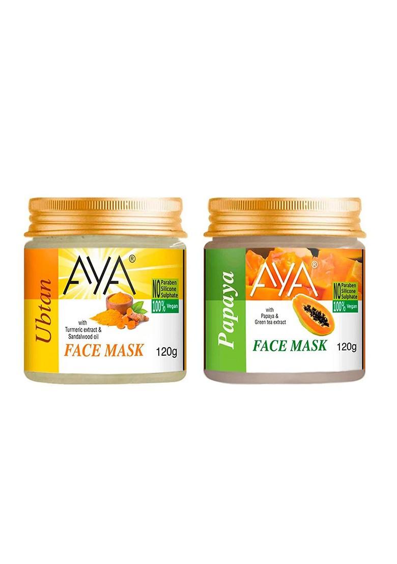 Aya Set Of 2 Paraben Free Face Masks Ubtan Papaya 120G Each