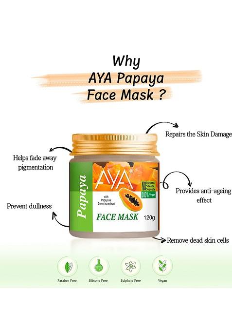 Aya Set Of 2 Paraben Free Face Masks Activated Charcoal Papaya 120G Each