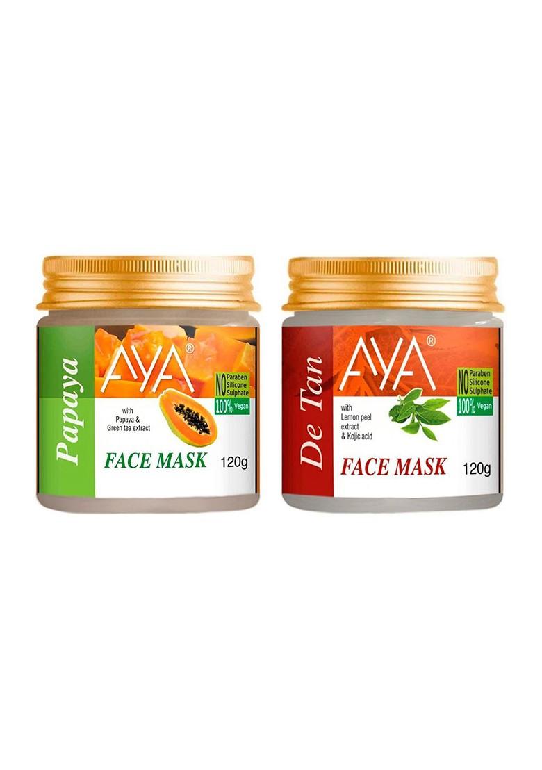 Aya Set Of 2 Paraben Free Face Masks Papaya De Tan 120G Each