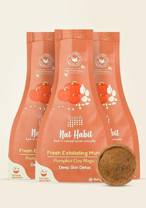 Nat Habit Set Of 3 Fresh Exfoliating Mura With Pumpkin Clay Magic Face Scrub 25G Each