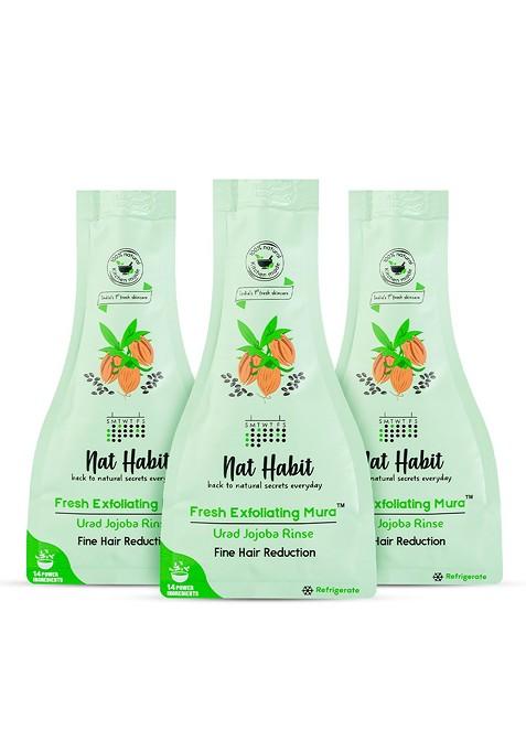 Nat Habit Set Of 3 Fresh Exfoliating Mura Urad Jojoba Rinse Face Scrub 25 G Each