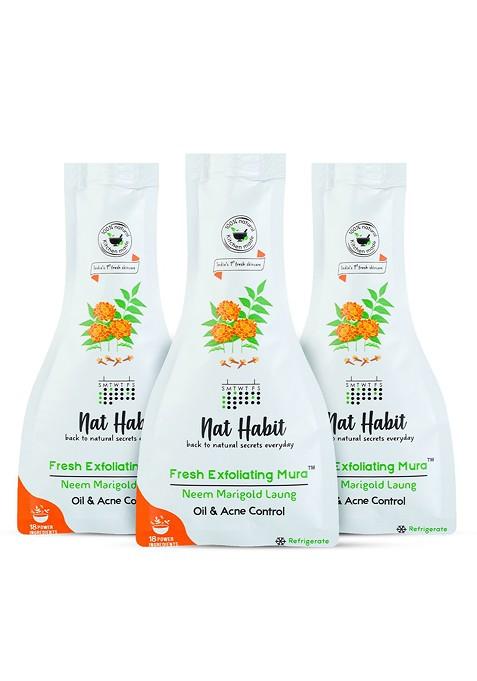 Nat Habit Set Of 3 Fresh Exfoliating Mura With Neem Marigold Laung Face Scrub 25G Each