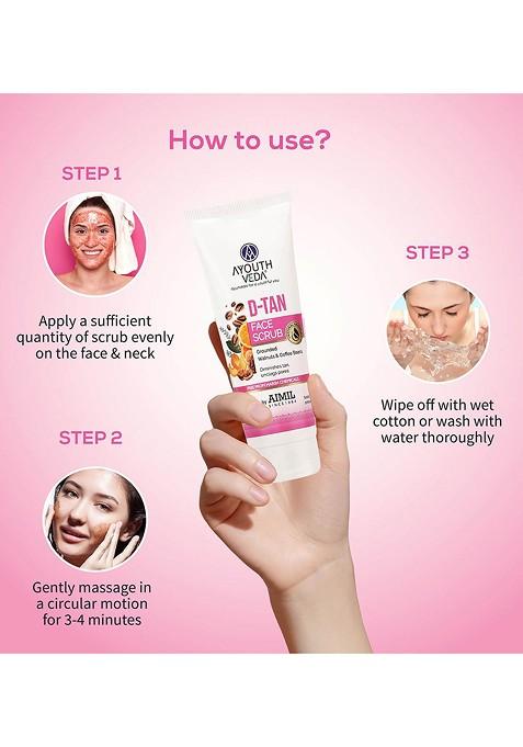 Ayouthveda Aimil D Tan Exfoliating Face Scrub Grounded Walnuts Coffee Beans 100G