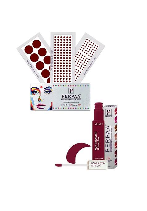 Perpaa Power Stay Non Transfer Lipstick 09 Set Of 3 Premium Maroon Bindis Size 7 5 01 08