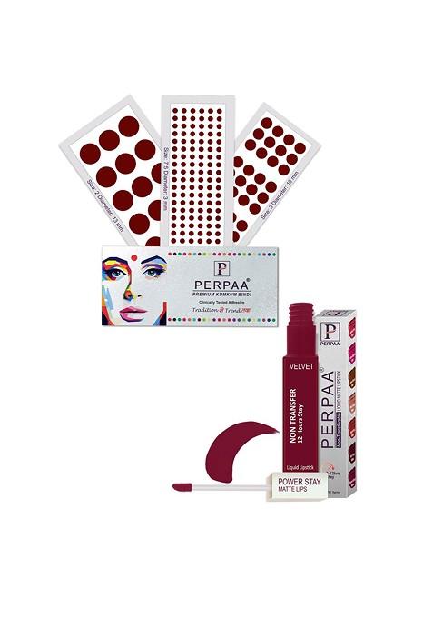 Perpaa Power Stay Non Transfer Lipstick 09 Set Of 3 Premium Maroon Bindi Size 7 5 02 03