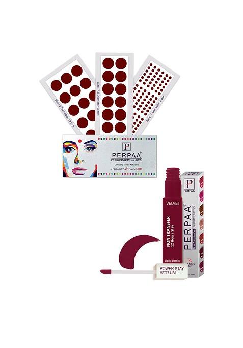 Perpaa Power Stay Non Transfer Lipstick 09 Set Of 3 Premium Maroon Bindi Size 7 5 02 07