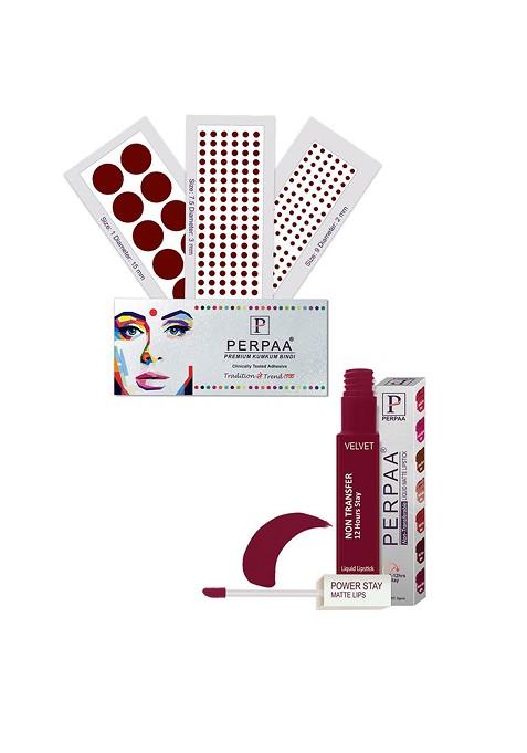 Perpaa Power Stay Non Transfer Lipstick 09 Set Of 3 Premium Maroon Bindi Size 7 5 01