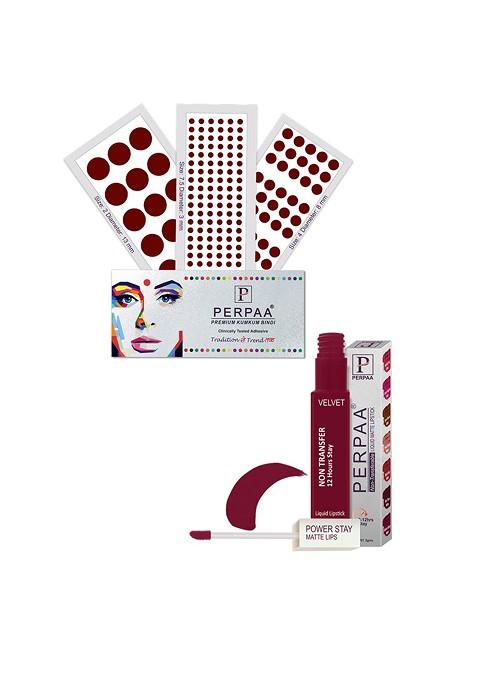 Perpaa Power Stay Non Transfer Lipstick 09 Set Of 3 Premium Maroon Bindis Size 7 5 02 04