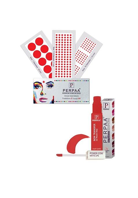 Perpaa Power Stay Non Transfer Lipstick 01 Set Of 3 Premium Maroon Bindis Size 7 5 10