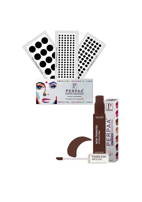 Perpaa Power Stay Non Transfer Lipstick 16 Set Of 3 Premium Black Bindis Size 7 5 02 05