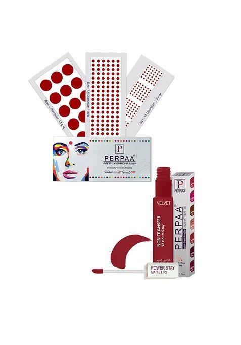 Perpaa Power Stay Non Transfer Lipstick 22 Set Of 3 Premium Red Bindis Size 7 5 02 11