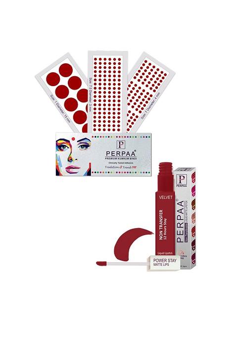 Perpaa Power Stay Non Transfer Lipstick 22 Set Of 3 Premium Bindis Size 7 5 01 07