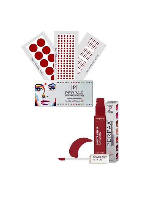 Perpaa Power Stay Non Transfer Lipstick Shade 22 Set Of 3 Premium Light Maroon Bindis