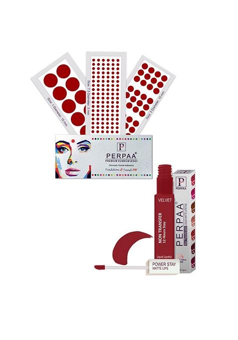 Perpaa Power Stay Non Transfer Lipstick 22 Set Of 3 Premium Bindis Size 7 5 01 03