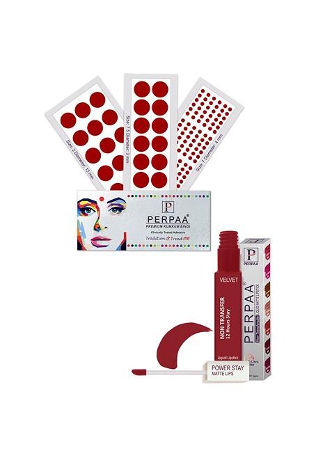 Perpaa Power Stay Non Transfer Lipstick 22 Set Of 3 Premium Red Bindis Size 7 5 02 07