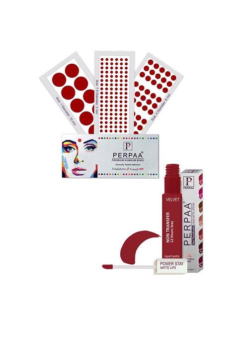 Perpaa Power Stay Non Transfer Lipstick Shade 22 Set Of 3 Premium Light Maroon Bindis