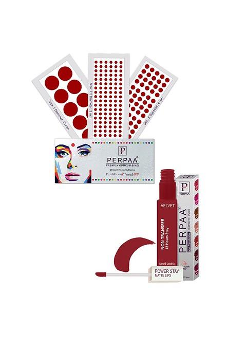 Perpaa Power Stay Non Transfer Lipstick 22 Set Of 3 Premium Bindis Size 7 5 01 05