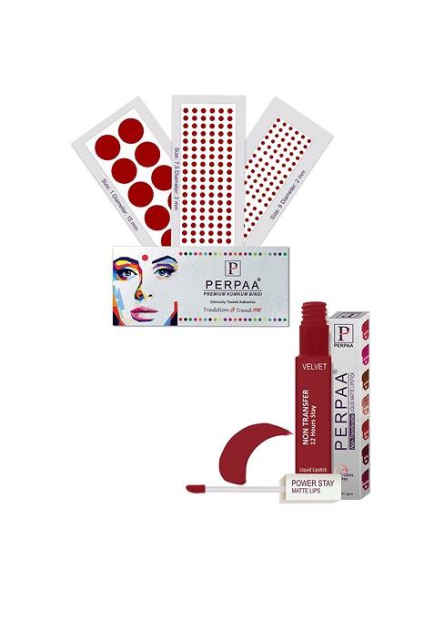 Perpaa Power Stay Non Transfer Lipstick 22 Set Of 3 Premium Bindis Size 7 5 01 09
